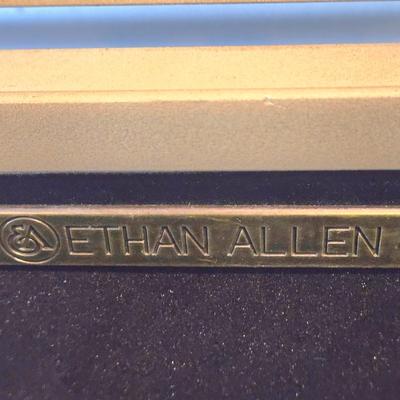 LOT 110Z: Ethan Allan Footed Wooden Box and Two Jar Candles