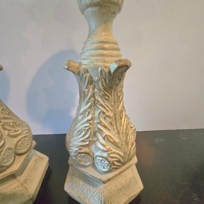 LOT 111H: Decorative Vase and Two Corinthian Column Style Candle Holders