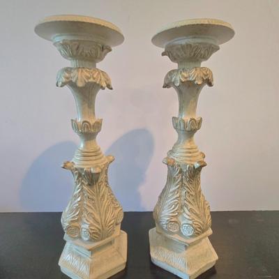 LOT 111H: Decorative Vase and Two Corinthian Column Style Candle Holders