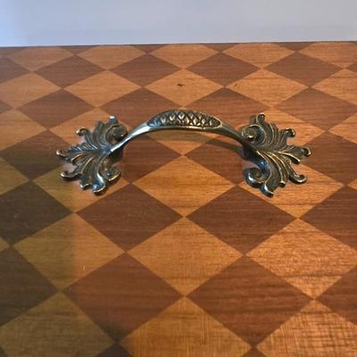 LOT 112H: Harlequin Pattern Wooden Box with Brass- like Claw Feet