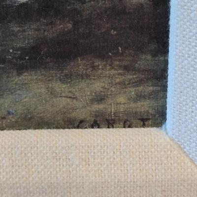 LOT 114H: Two Landscape Oil Paintings in Ornate Gold-tone Frames and Baccarat Style Lidded Jar