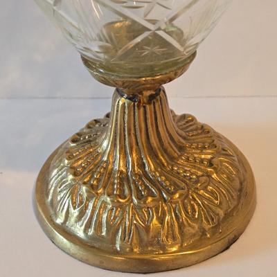 LOT 114H: Two Landscape Oil Paintings in Ornate Gold-tone Frames and Baccarat Style Lidded Jar