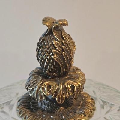 LOT 114H: Two Landscape Oil Paintings in Ornate Gold-tone Frames and Baccarat Style Lidded Jar