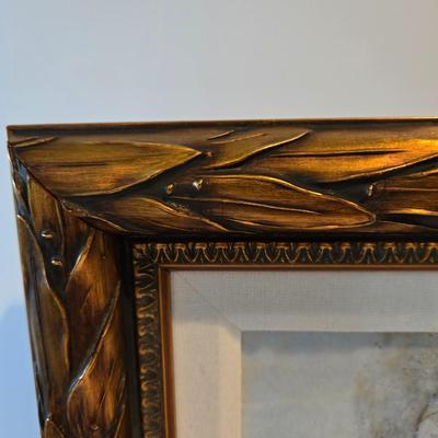 LOT 114H: Two Landscape Oil Paintings in Ornate Gold-tone Frames and Baccarat Style Lidded Jar