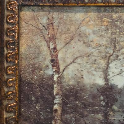 LOT 114H: Two Landscape Oil Paintings in Ornate Gold-tone Frames and Baccarat Style Lidded Jar