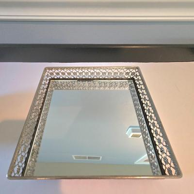 LOT 116H: Vanity Set Including Makeup Mirror, Two Mirror Trays, and More