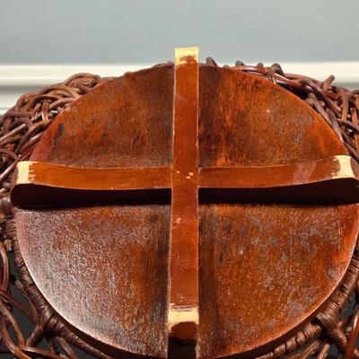 LOT 117Z: Two Landscape Oil Paintings and Large Woven Basket