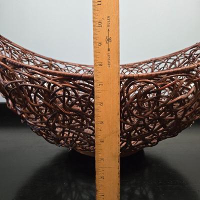 LOT 117Z: Two Landscape Oil Paintings and Large Woven Basket