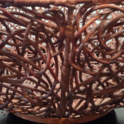 LOT 117Z: Two Landscape Oil Paintings and Large Woven Basket