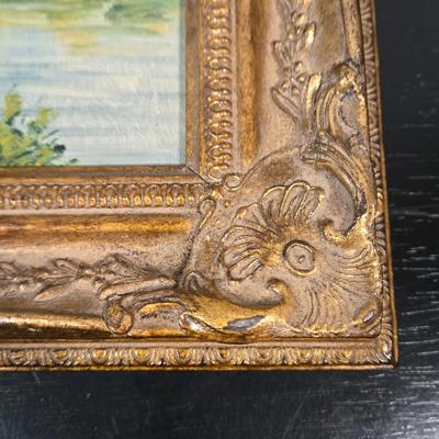 LOT 117Z: Two Landscape Oil Paintings and Large Woven Basket