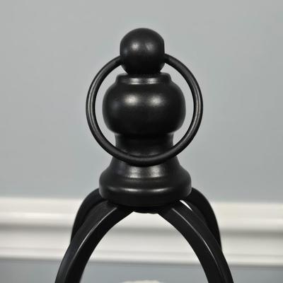 LOT 120Y: Vanity Set Including Lotion Jar Dispensers, Tissue Box Holder, Wood Trays, Ceramic Tray, Trinket Box with Lid, Small Lamp, and...