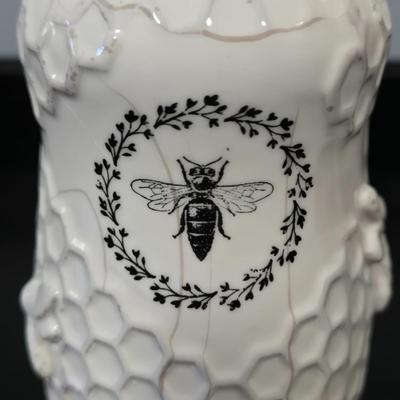 LOT 120Y: Vanity Set Including Lotion Jar Dispensers, Tissue Box Holder, Wood Trays, Ceramic Tray, Trinket Box with Lid, Small Lamp, and...