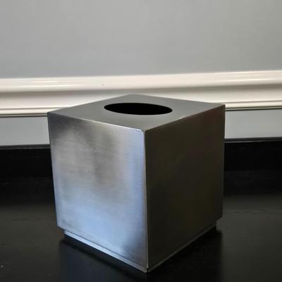 LOT 120Y: Vanity Set Including Lotion Jar Dispensers, Tissue Box Holder, Wood Trays, Ceramic Tray, Trinket Box with Lid, Small Lamp, and...