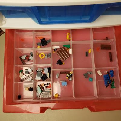 LOT 122B: Lego 3 Drawer Storage with Basket Full of Legos