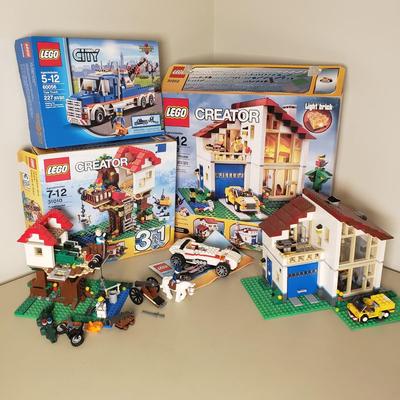LOT 123B: Lego Creator Family House, Tree House, Tow Truck & Car