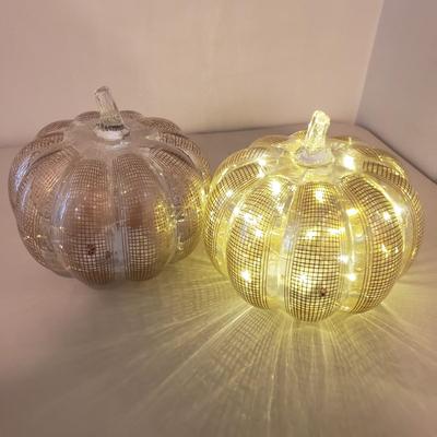 LOT 131B: Pumpkin Decor-Lighted Pumpkins, Candles, Large Framed Canvas & More