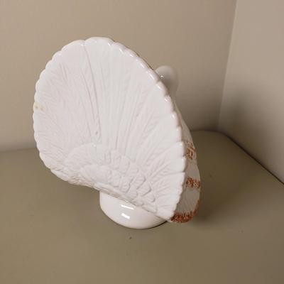 LOT 132B: Pumpkin/Thanksgiving Decor-Crate&Barrel Pumpkin Tureen, Ceramic Turkey & Stoneware Lidded Pumpkins