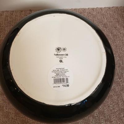 LOT 133B: Ceramic Cauldron Bowl & Standing Jack O Lantern for Candy, Plants or Decoration