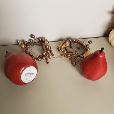 LOT 135B: Large Assortment of Fall Themed Decor; Centerpieces, Floral Arrangements, Candle Holders & More