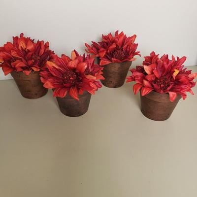 LOT 135B: Large Assortment of Fall Themed Decor; Centerpieces, Floral Arrangements, Candle Holders & More