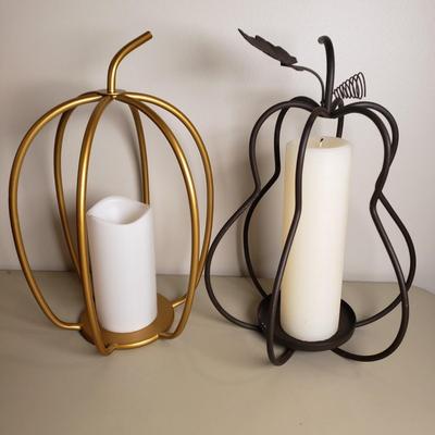 LOT 136B: Autumn Vibes Tabletop Decor; Metal Candle Holders, Glass Pumpkin, Florals & More