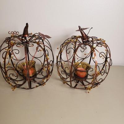 LOT 136B: Autumn Vibes Tabletop Decor; Metal Candle Holders, Glass Pumpkin, Florals & More