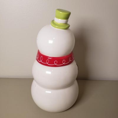 LOT 137B: Ceramic Cookie Jars-Snowman & Christmas Tree