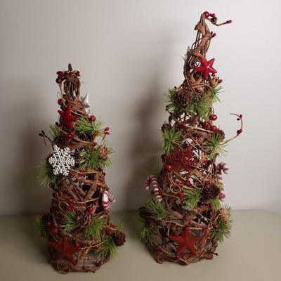 LOT 139B: Winter/Holiday Decor; Tabletop Trees & Topiaries & More