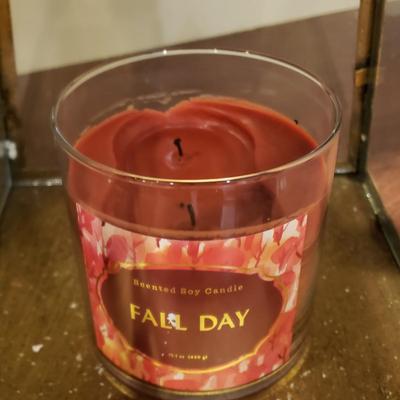 LOT 140B: Decorative Brass/Glass Candle Holders with Assorted Scented Candles