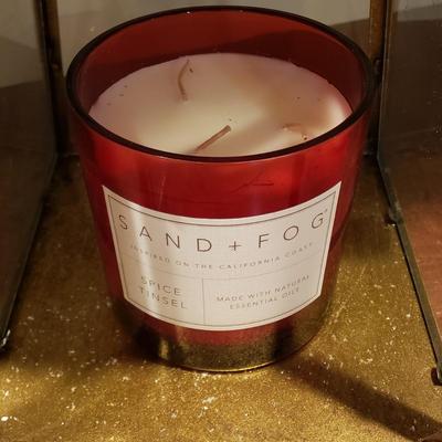 LOT 140B: Decorative Brass/Glass Candle Holders with Assorted Scented Candles