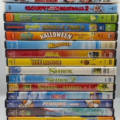 LOT 153F: Kids DVDs: SpongeBob, Shrek & More