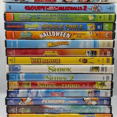 LOT 153F: Kids DVDs: SpongeBob, Shrek & More