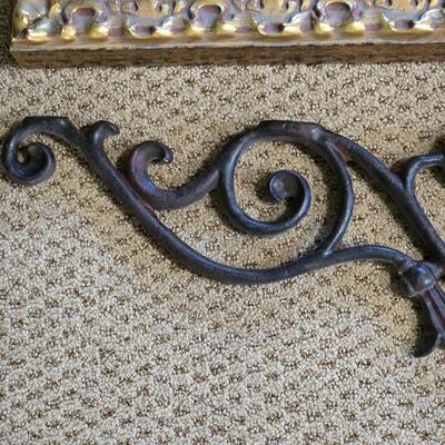 LOT 161Y: Dark Roses by the French Artist Henri Fantin-Latou Reproduction and Two Metal Scroll Work Wall Hangings