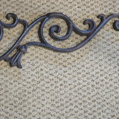 LOT 161Y: Dark Roses by the French Artist Henri Fantin-Latou Reproduction and Two Metal Scroll Work Wall Hangings