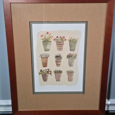 LOT 162Y: Two Flower Pot Prints and Ceramic Bordeaux Jug