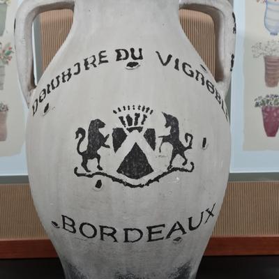 LOT 162Y: Two Flower Pot Prints and Ceramic Bordeaux Jug
