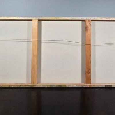 LOT 163Y: Stretched Canvas Painting of Tuscan Hillside and Two Wooden Candle Holders