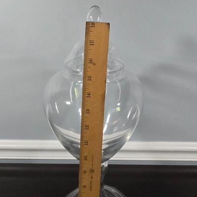 LOT 164Y: Large Framed Floral Print and Lidded Glass Apothecary Jar