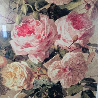 LOT 164Y: Large Framed Floral Print and Lidded Glass Apothecary Jar