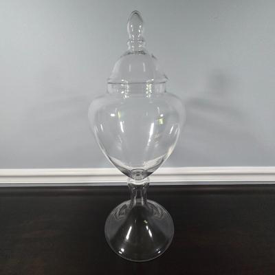 LOT 164Y: Large Framed Floral Print and Lidded Glass Apothecary Jar