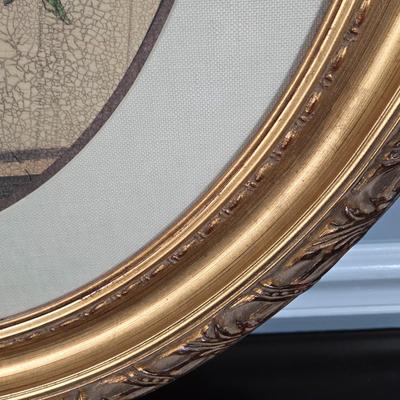 LOT 165Y: Two Floral Prints in Ornate Frames and Faux Flower Arrangement