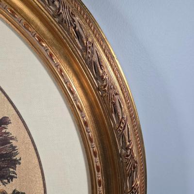 LOT 165Y: Two Floral Prints in Ornate Frames and Faux Flower Arrangement