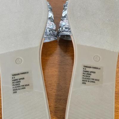 LOT 166W: Two Pairs of Ladies Slide on Sandals with Matching Formal Handbags