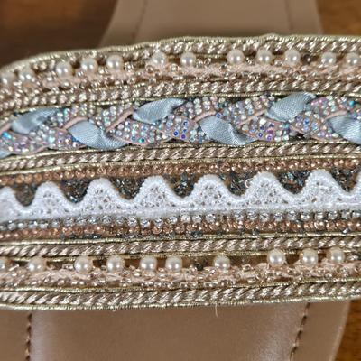 LOT 166W: Two Pairs of Ladies Slide on Sandals with Matching Formal Handbags