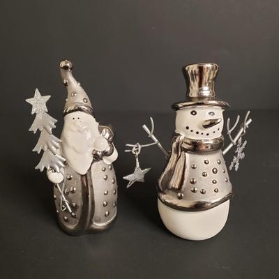 LOT 181B: White & Silver Holiday/Winter Decor; Tea Light Holders & More