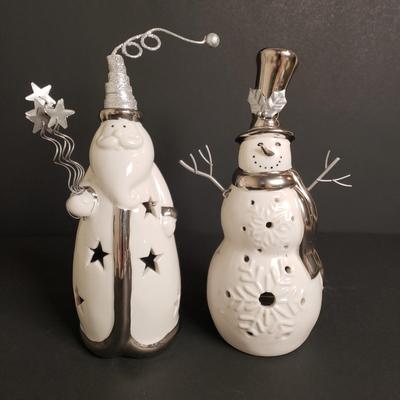 LOT 181B: White & Silver Holiday/Winter Decor; Tea Light Holders & More