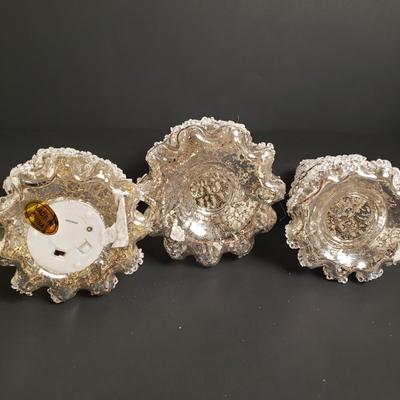 LOT 182B: Holiday/Winter Decor; Embossed Mercury Glass Trees, Artificial Floral Arrangements & More