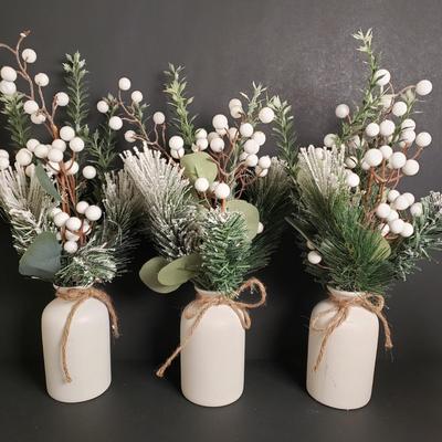 LOT 182B: Holiday/Winter Decor; Embossed Mercury Glass Trees, Artificial Floral Arrangements & More