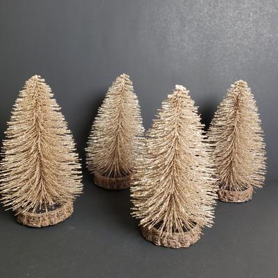 LOT 183B: Gilded Holiday Decor; Bottle Brush Trees, Lighted & Mercury Glass Style Trees, Decorative Candles & More