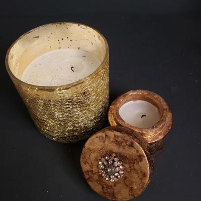 LOT 183B: Gilded Holiday Decor; Bottle Brush Trees, Lighted & Mercury Glass Style Trees, Decorative Candles & More